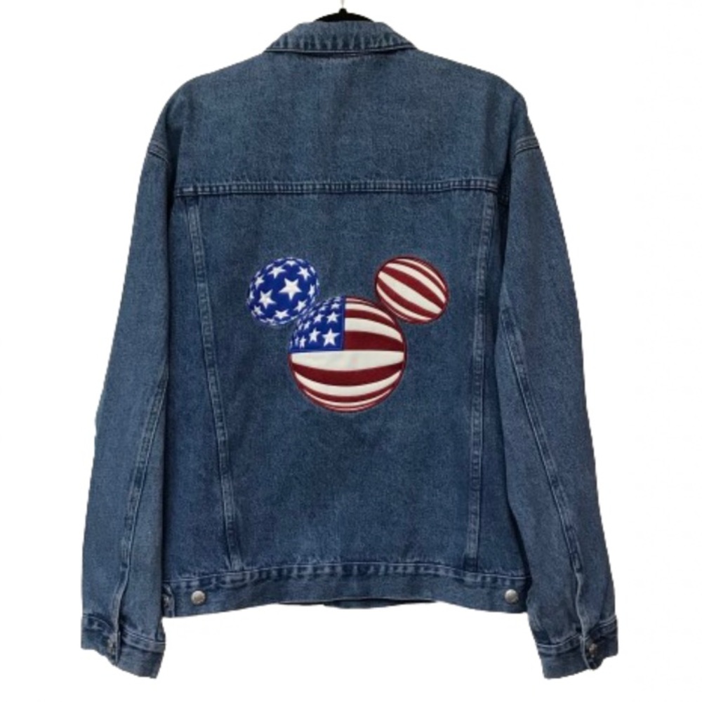 Disney Denim Jacket Mickey Mouse American Flag Vintage USA